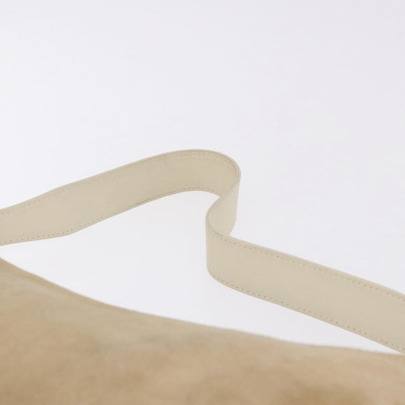 LOEWE Anagram Shoulder Bag Suede Beige Gold Tone Auth 195760V