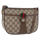 GUCCI GG Supreme Web Sherry Line Shoulder Bag PVC Leather Beige Gold Auth 195761-1