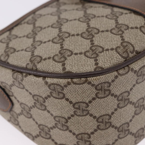 GUCCI GG Supreme Web Sherry Line Shoulder Bag PVC Leather Beige Gold Auth 195761