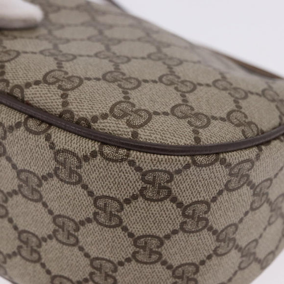 GUCCI GG Supreme Web Sherry Line Shoulder Bag PVC Leather Beige Gold Auth 195761