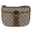GUCCI GG Supreme Web Sherry Line Shoulder Bag PVC Leather Beige Gold Auth 195761-13