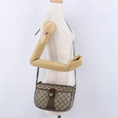 GUCCI GG Supreme Web Sherry Line Shoulder Bag PVC Leather Beige Gold Auth 195761-24
