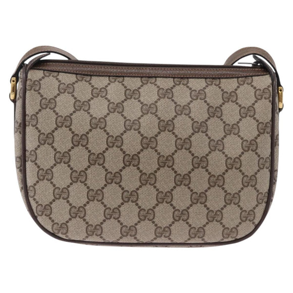 GUCCI GG Supreme Web Sherry Line Shoulder Bag PVC Leather Beige Gold Auth 195761