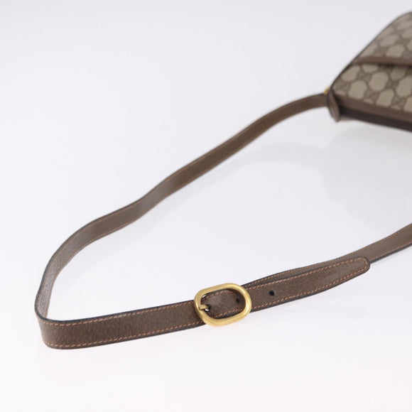 GUCCI GG Supreme Web Sherry Line Shoulder Bag PVC Leather Beige Gold Auth 195761