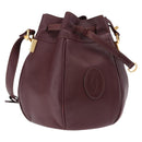 CARTIER Must Line Shoulder Bag Leather Bordeaux Gold Tone Auth 195766-1