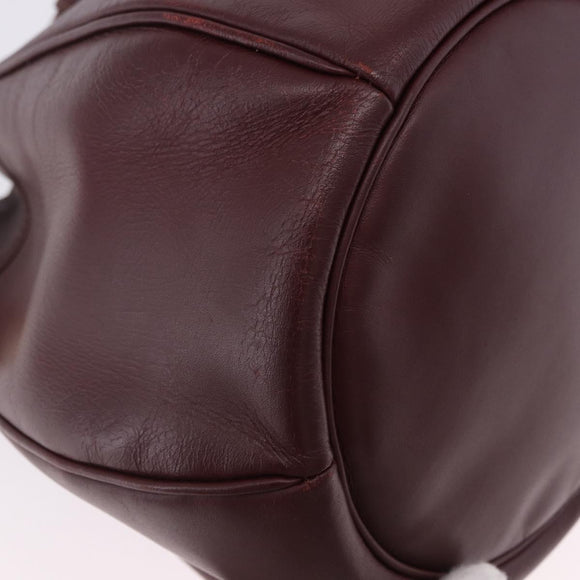 CARTIER Must Line Shoulder Bag Leather Bordeaux Gold Tone Auth 195766