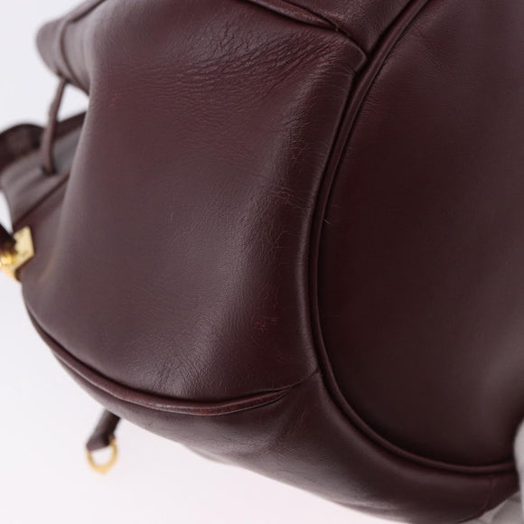 CARTIER Must Line Shoulder Bag Leather Bordeaux Gold Tone Auth 195766