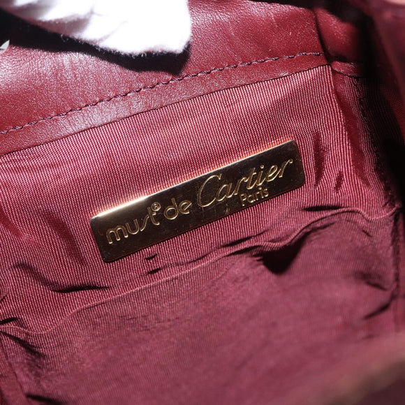 CARTIER Must Line Shoulder Bag Leather Bordeaux Gold Tone Auth 195766