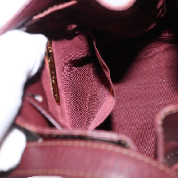 CARTIER Must Line Shoulder Bag Leather Bordeaux Gold Tone Auth 195766