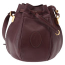 CARTIER Must Line Shoulder Bag Leather Bordeaux Gold Tone Auth 195766-13