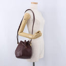 CARTIER Must Line Shoulder Bag Leather Bordeaux Gold Tone Auth 195766-20