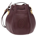 CARTIER Must Line Shoulder Bag Leather Bordeaux Gold Tone Auth 195766-2