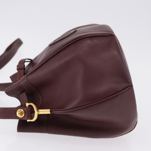 CARTIER Must Line Shoulder Bag Leather Bordeaux Gold Tone Auth 195766