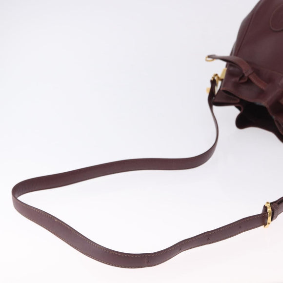 CARTIER Must Line Shoulder Bag Leather Bordeaux Gold Tone Auth 195766