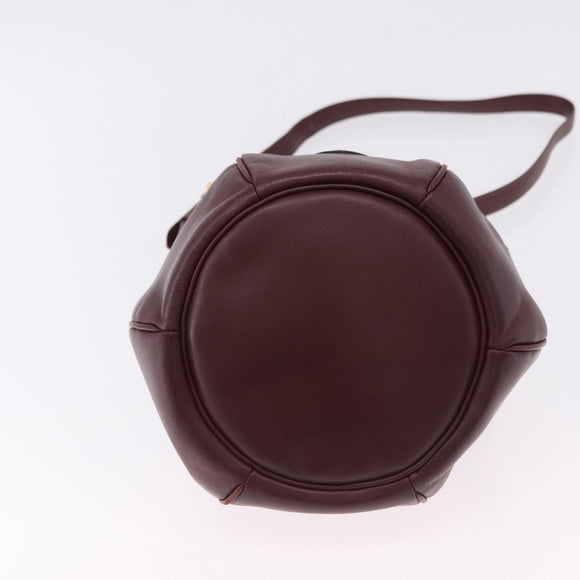 CARTIER Must Line Shoulder Bag Leather Bordeaux Gold Tone Auth 195766