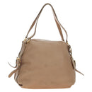 PRADA Tote Bag Leather Beige Gold Tone Auth 195767V-1