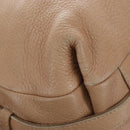 PRADA Tote Bag Leather Beige Gold Tone Auth 195767V-16