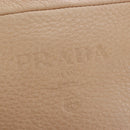 PRADA Tote Bag Leather Beige Gold Tone Auth 195767V-18