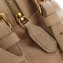 PRADA Tote Bag Leather Beige Gold Tone Auth 195767V-20