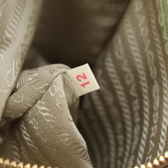 PRADA Tote Bag Leather Beige Gold Tone Auth 195767V