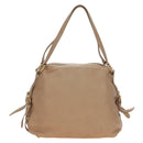 PRADA Tote Bag Leather Beige Gold Tone Auth 195767V-5