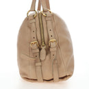 PRADA Tote Bag Leather Beige Gold Tone Auth 195767V-8