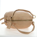 PRADA Tote Bag Leather Beige Gold Tone Auth 195767V-9