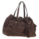 PRADA Tote Bag Leather Brown Gold Tone Auth 195768M-1