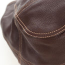 PRADA Tote Bag Leather Brown Gold Tone Auth 195768M-10