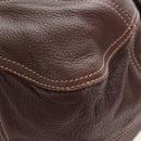 PRADA Tote Bag Leather Brown Gold Tone Auth 195768M-11