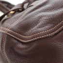 PRADA Tote Bag Leather Brown Gold Tone Auth 195768M-12