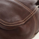 PRADA Tote Bag Leather Brown Gold Tone Auth 195768M-13