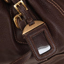 PRADA Tote Bag Leather Brown Gold Tone Auth 195768M-14