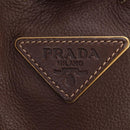 PRADA Tote Bag Leather Brown Gold Tone Auth 195768M-15