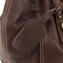 PRADA Tote Bag Leather Brown Gold Tone Auth 195768M-17
