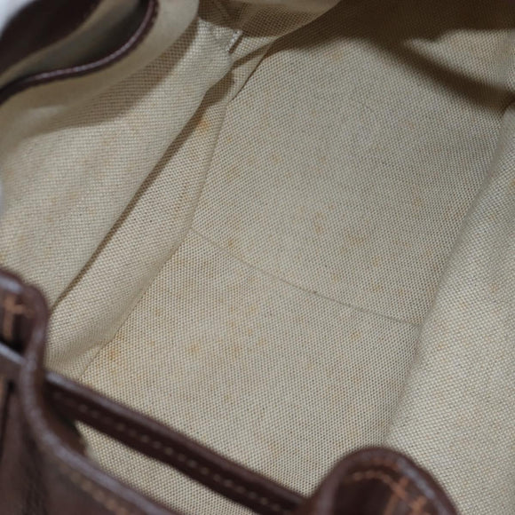 PRADA Tote Bag Leather Brown Gold Tone Auth 195768M