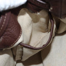 PRADA Tote Bag Leather Brown Gold Tone Auth 195768M-23