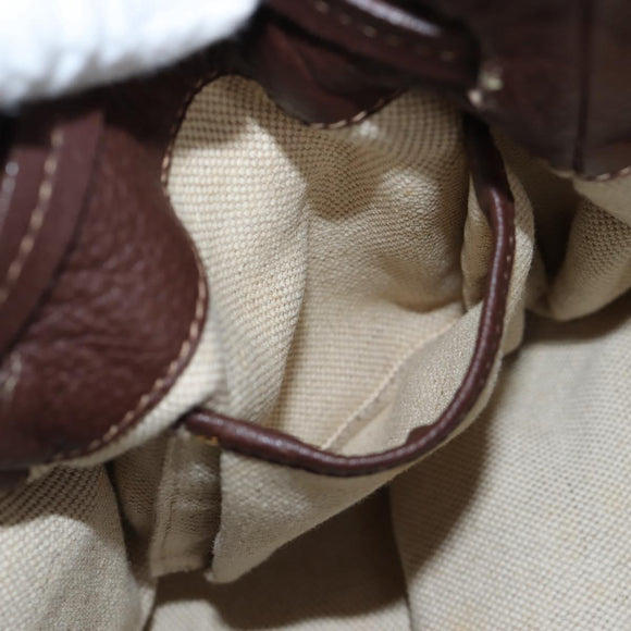 PRADA Tote Bag Leather Brown Gold Tone Auth 195768M