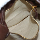 PRADA Tote Bag Leather Brown Gold Tone Auth 195768M-26