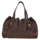 PRADA Tote Bag Leather Brown Gold Tone Auth 195768M-3