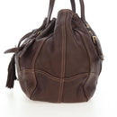 PRADA Tote Bag Leather Brown Gold Tone Auth 195768M-4
