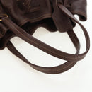 PRADA Tote Bag Leather Brown Gold Tone Auth 195768M-7