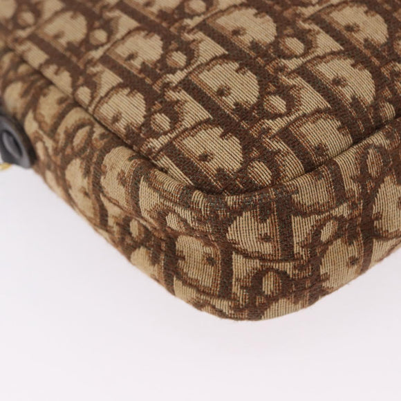 Christian Dior Trotter Canvas Shoulder Bag Brown Gold Tone Auth 195770A