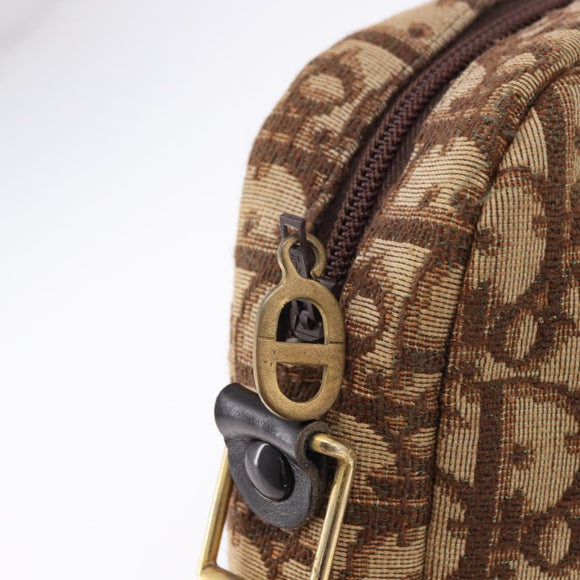 Christian Dior Trotter Canvas Shoulder Bag Brown Gold Tone Auth 195770A