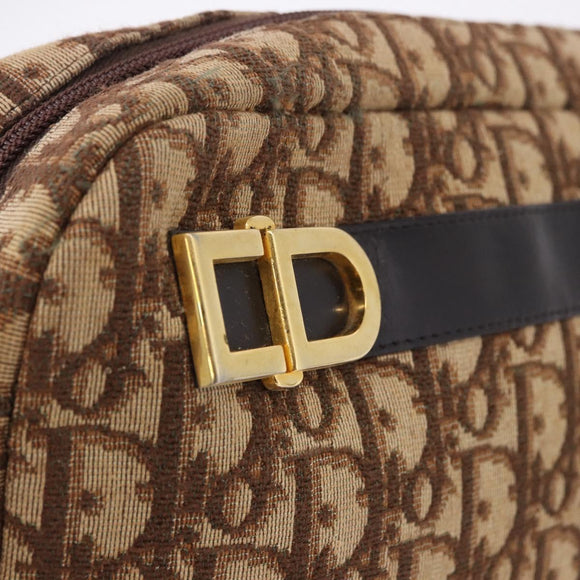 Christian Dior Trotter Canvas Shoulder Bag Brown Gold Tone Auth 195770A