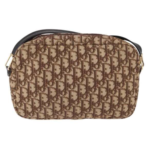Christian Dior Trotter Canvas Shoulder Bag Brown Gold Tone Auth 195770A