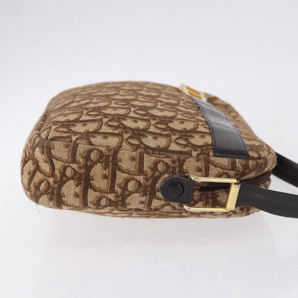 Christian Dior Trotter Canvas Shoulder Bag Brown Gold Tone Auth 195770A