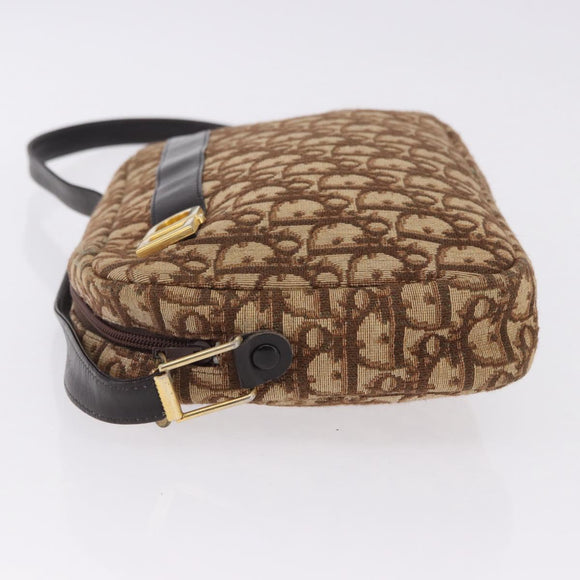 Christian Dior Trotter Canvas Shoulder Bag Brown Gold Tone Auth 195770A