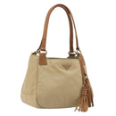 PRADA Tote Bag Nylon Beige Gold Auth 195771V-1