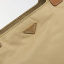 PRADA Tote Bag Nylon Beige Gold Auth 195771V-18